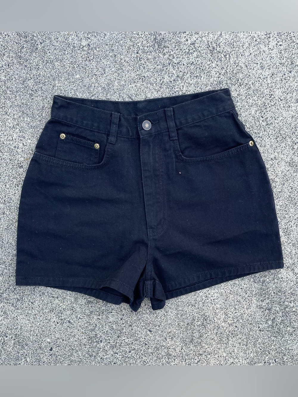 Vintage 90s Newport News black denim shorts size 26